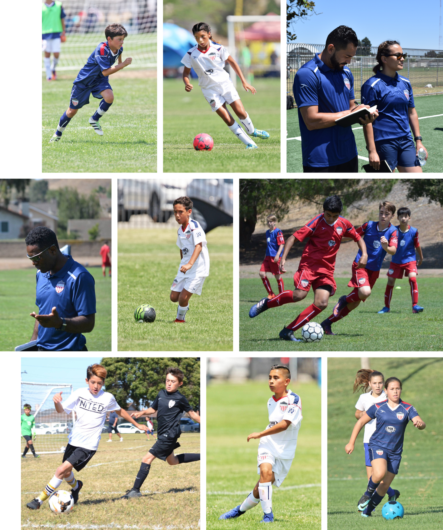 Collage of AYSO players and coaches