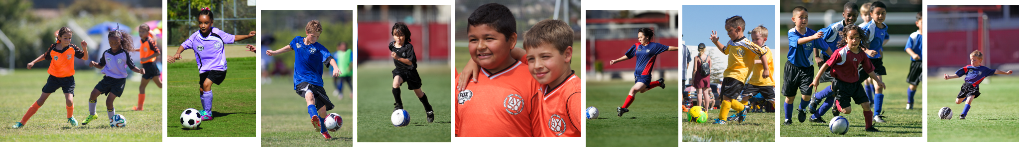 Collage of AYSO players and coaches